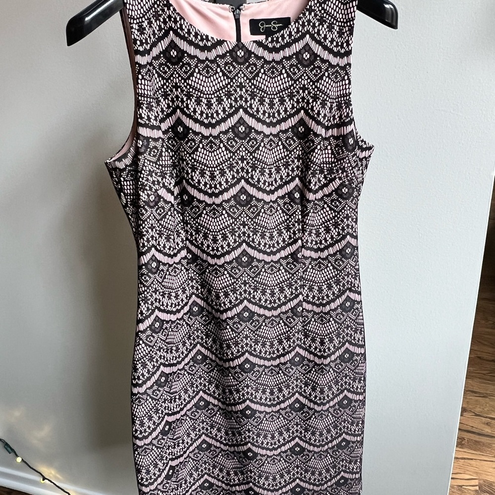 Jessica Simpson Black and Pink Lacy Dress